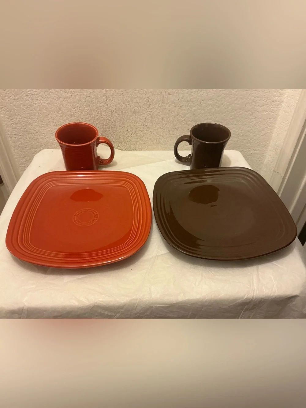 Homer Laughlin Red and Brown Ceramic Dinner Plate 10.5” & Mug Set G11